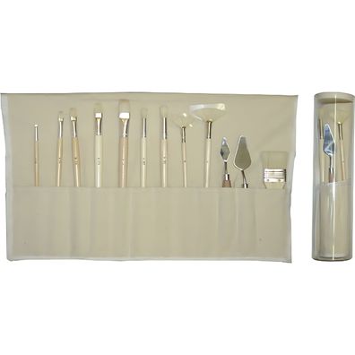 CMI Pinsel- Set Borstenpinsel+Malspachtel in Leinwandtasche