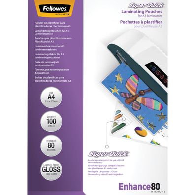 Laminierfolie Enhance SuperQuick - A4, glänzende, 80 Mikron, 100 Blatt