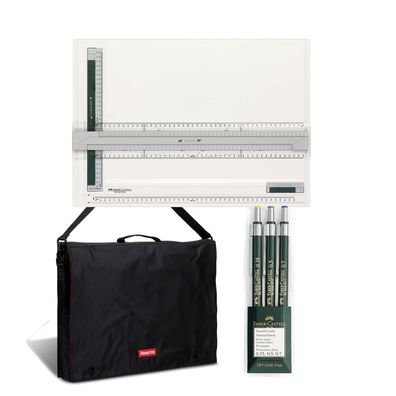 Faber-Castell Zeichenplatte A3 + Tragetasche A3 + 3er Set Druckbleistifte