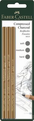 Faber Castell Reisskohlestift fettfrei Pitt 3er-Set