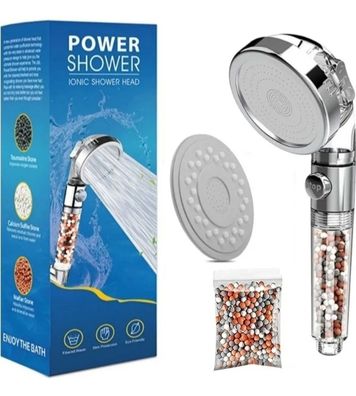 Duschkopf mit 3 Strahlarten & Mineralsteinen, aus ABS, 80x240mm,