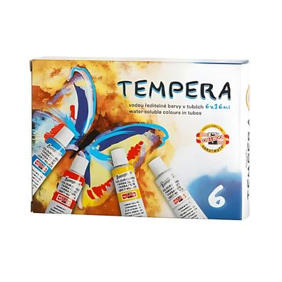 KOH Temperafarben 6er Set Grundsortiment - 6 x 16 ml / Tube