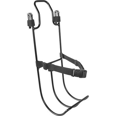 Universaler Taschenhalter für Gepäckträger, schwarz, Aluminium, mit Spanngurt,