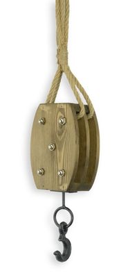 Deko Flaschenzug Hebehaken aus Holz Replikat Retro Design Dekoration