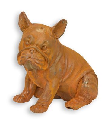 Eine rostige Gusseisenfigur einer Bulldogge Replikat Retro Design Dekoration