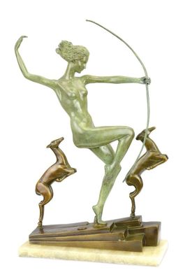 Eine Bronzeskulptur von Diana mit Rehen Replikat Retro Design Dekoration