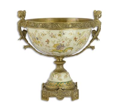 Eine mit Bronze verzierte Porzellanschale auf einem Ständer Replikat Retro Design Dek