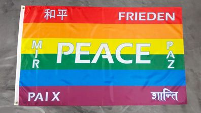 Fahne Flagge Peace 7 Sprachen - 90 x 150 cm