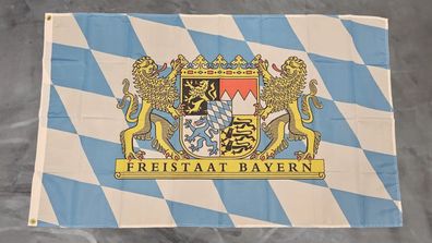 Fahne Flagge Bayern Freistaat mit Text - 90 x 150 cm