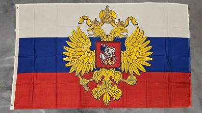 Fahne Flagge Russland mit Wappen - 90 x 150 cm
