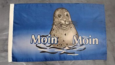 Fahne Flagge Moin moin Seehund - Stockfahne - 30 x 45 cm