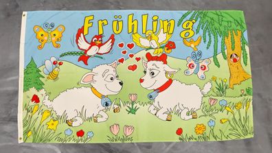 Fahne Flagge Frühling - Schafe - 90 x 150 cm