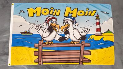 Fahne Flagge Moin Moin Möwen - 90 x 150 cm