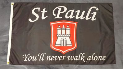 Fahne Flagge St. Pauli - You`ll never walk alone - 90 x 150 cm