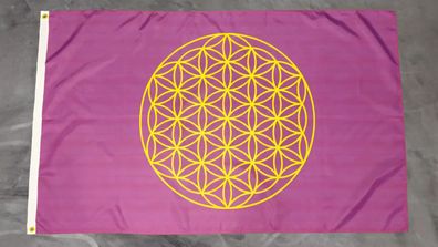 Fahne Flagge Blume des Lebens - Lila - 90 x 150 cm