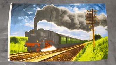 Fahne Flagge Eisenbahn - Lokomotive - Dampflok - 90 x 150 cm