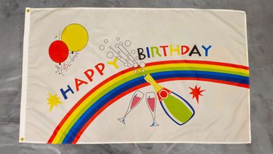 Fahne Flagge Happy Birthday - Geburtstag - Party - 90 x 150 cm