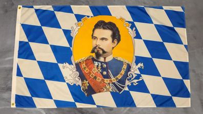 Fahne Flagge Bayern König Ludwig der 2te - 1845 bis 1886 - 90 x 150 cm