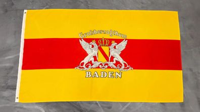 Fahne Flagge Großherzogtum Baden mit Schrift - 90 x 150 cm