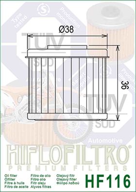 HF116 Ölfilter HM Montesa Honda Husqvarna Polaris 15412-MEB-671 15412-MEN-671 8000 A7