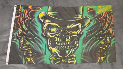 Fahne Flagge Totenkopf mit Hut - 90 x 150 cm