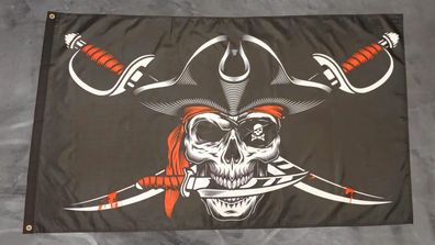 Fahne Flagge Pirat blutige Säbel mit Hut - 90 x 150 cm