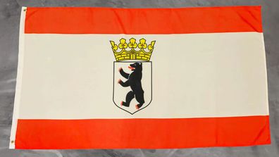 Fahne Flagge Berlin mit Bär und Krone - Landesdienstflagge - 90 x 150 cm