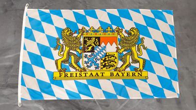 Fahne Flagge Bayern Freistaat Sturmflagge mit Karabinerhaken - 90 x 150 cm