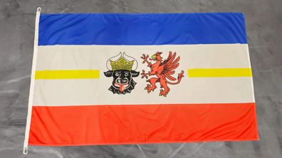 Fahne Flagge Mecklenburg Vorpommern Sturmflagge Karabinerhaken - 90 x 150 cm