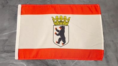Fahne Flagge Berlin mit Bär - Landesdienstflagge - Stockfahne - 30 x 45 cm
