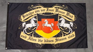 Premium Fahne Hüte dich - Niedersachsen - Feuer Wasser Wind - 90 x 150 cm