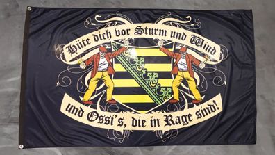 Premium Fahne Flagge Hüte dich - Sachsen - 90 x 150 cm