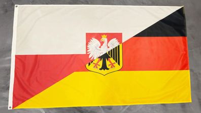 Premium Fahne Flagge Polen Deutschland Freundschaft mit Wappen - 90 x 150 cm