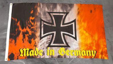 Fahne Flagge Made in Germany Flammen - EK Eisernes Kreuz - 90 x 150 cm