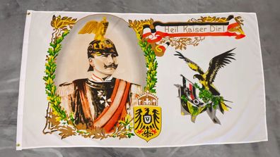Fahne Flagge Deutsches Reich - Heil Kaiser Dir - Reichsadler - 90 x 150 cm