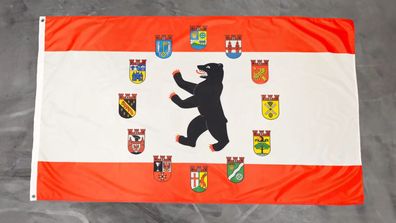Premium Fahne Flagge Berlin alle 12 Bezirke - 90 x 150 cm