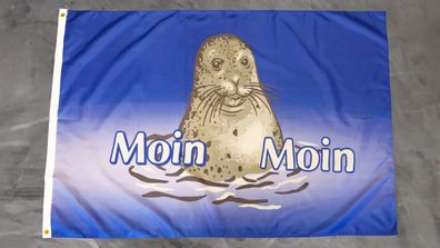 Fahne Flagge Moin Moin Seehund - 90 x 150 cm