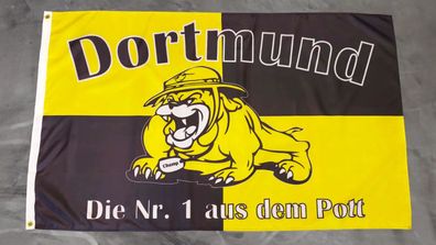 Fahne Flagge Dortmund Bulldogge - Die Nr. 1 aus dem Pott - 90 x 150 cm