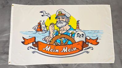 Fahne Flagge Kapitän - Moin moin - 90 x 150 cm