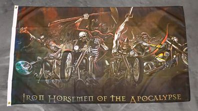 Fahne Flagge Pirat Skelett Biker - Iron Horsemen - 90 x 150 cm