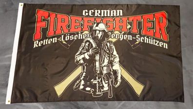 Fahne Flagge Firefighter - Retten löschen bergen schützen - 90 x 150 cm