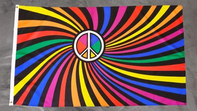 Fahne Flagge Peace Frieden Regenbogen Psychedelisch LGBTQ - 90 x 150 cm