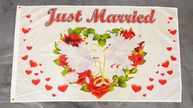 Fahne Flagge Hochzeit - Just Married - 90 x 150 cm