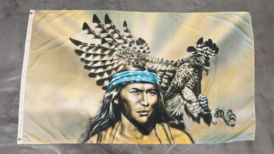 Fahne Flagge Indianer mit Adler - 90 x 150 cm