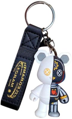 Mechanical Bear Schlüsselanhänger - Bouquet Bears Weiß-Grau-Schwarz mit Karabiner