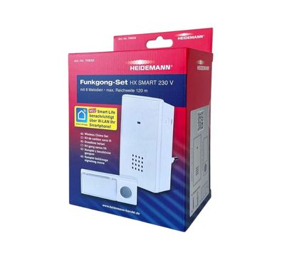 Heidemann Funkgong HX Smart 230 V | Klingel-Set mit WLAN & App-Funktion | 70832