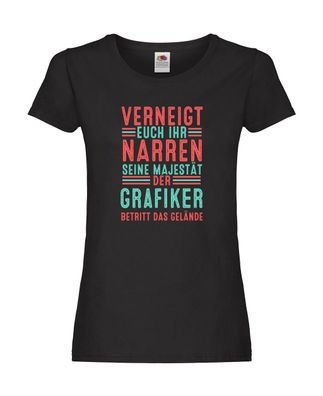 Verneigt euch: Grafiker | Grafik Design Damen Shirt Schwarz
