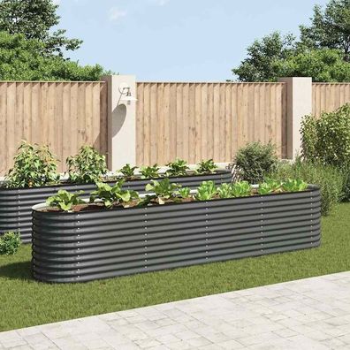 Garten-Hochbeet 320x80x81 cm Verzinkter Stahl Silbern DE 240-400cm