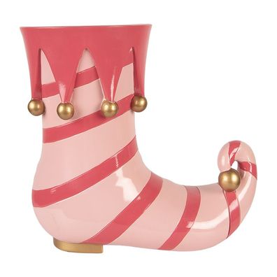 Clayre & Eef Blumentopf Stiefel 35x17x32 cm Rosa Kunststoff (Gr. 35x17x32 cm)