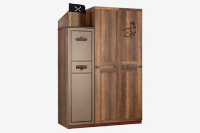 Kleiderschrank Pirat 3-Türig in Holzoptik